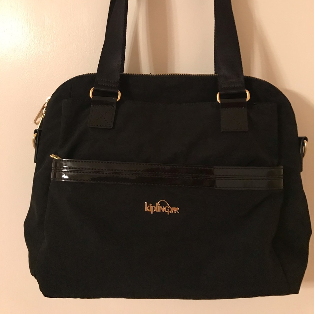 Authentic Kipling Dolan Black Patent Combo Handbag